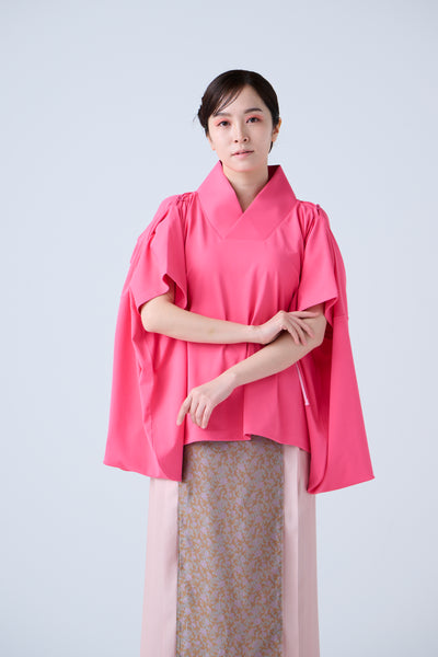 Kimono Sleeve Bare Smooth Short Pullover Pink